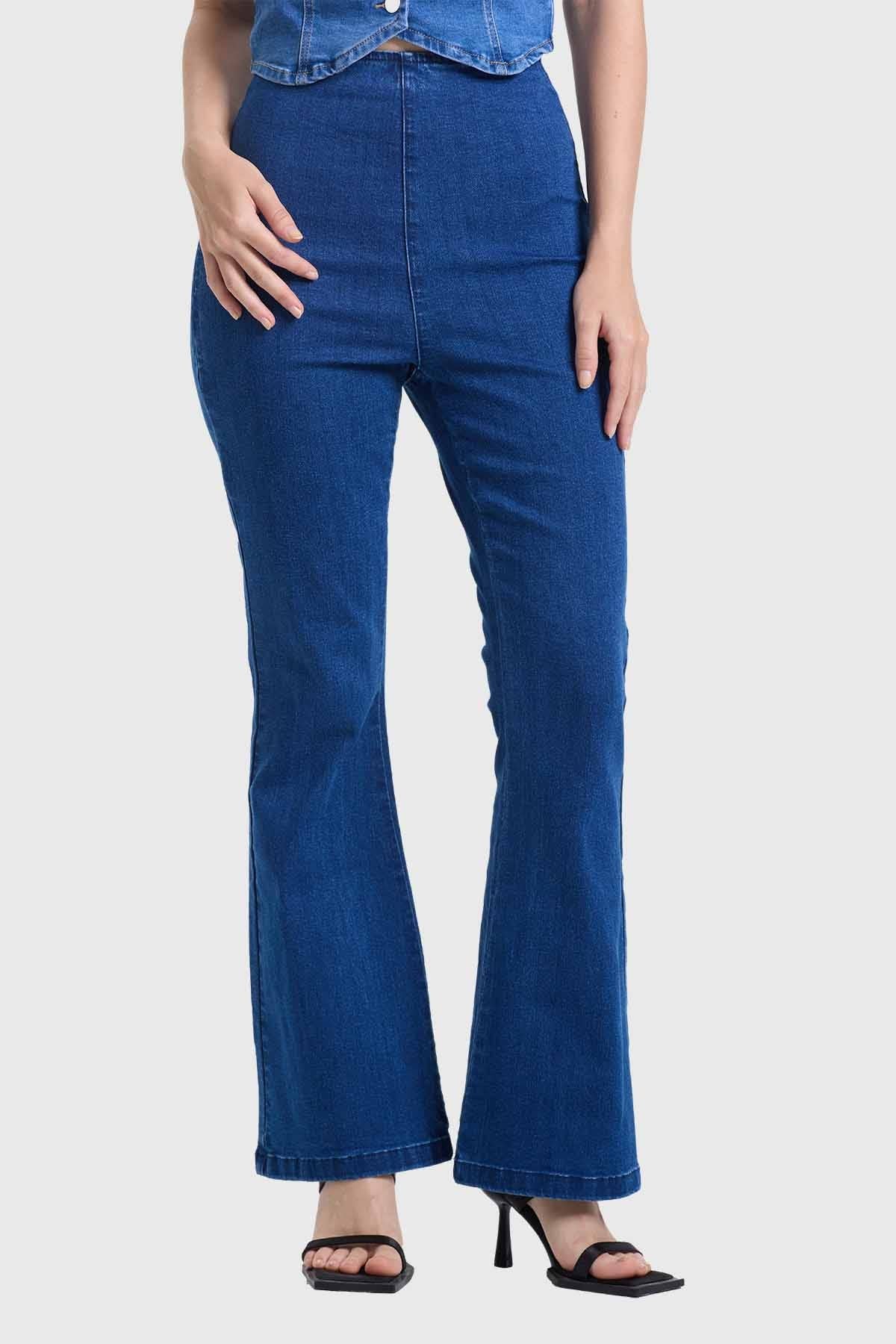 JEANS MUJER FLARE JEGGINS AZUL