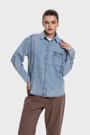 Blusa Mujer Lavado Gravilla Azul