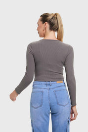 Polera Mujer Amarras Escote Gris