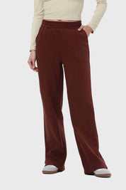 Pantalón Buzo Mujer Wide Leg Básico Chocolate