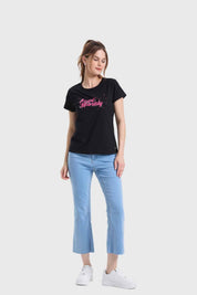 Polera Mujer Gráfica Roll Up Negro