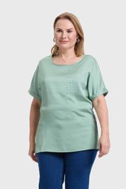 Polera Mujer Con Bolsillo Verde