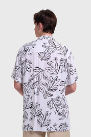 Camisa Hombre Print Tropical Blanco