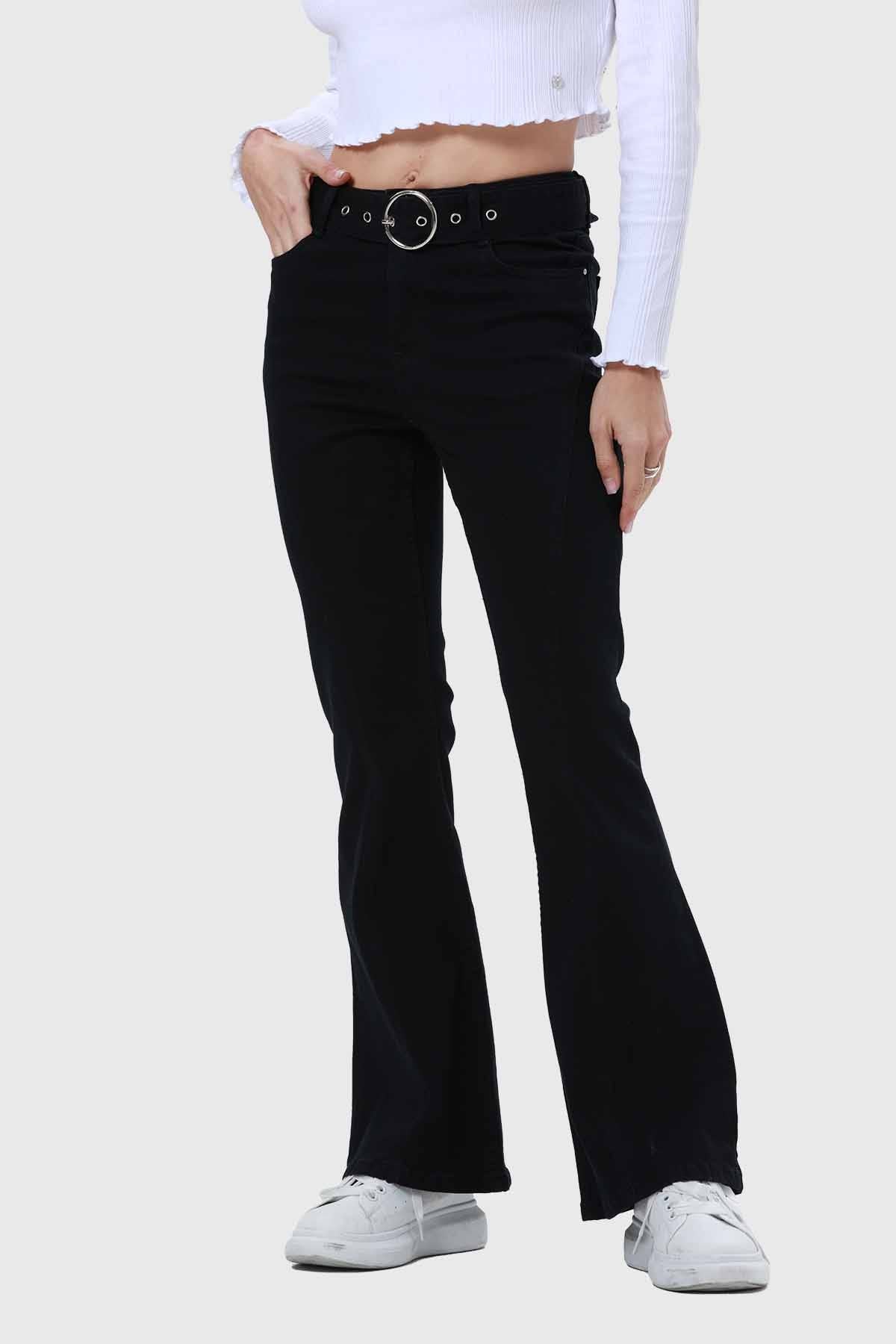 Jeans Mujer Flare Linea Curva Negro