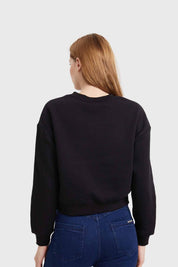 Polerón Mujer Cropped Bordado Negro