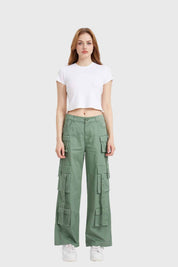 Pantalón Mujer Cargo Tiras Verde