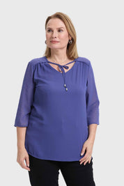Blusa Mujer Cuello V Azul
