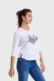 Polera Mujer Aplicación Blanco