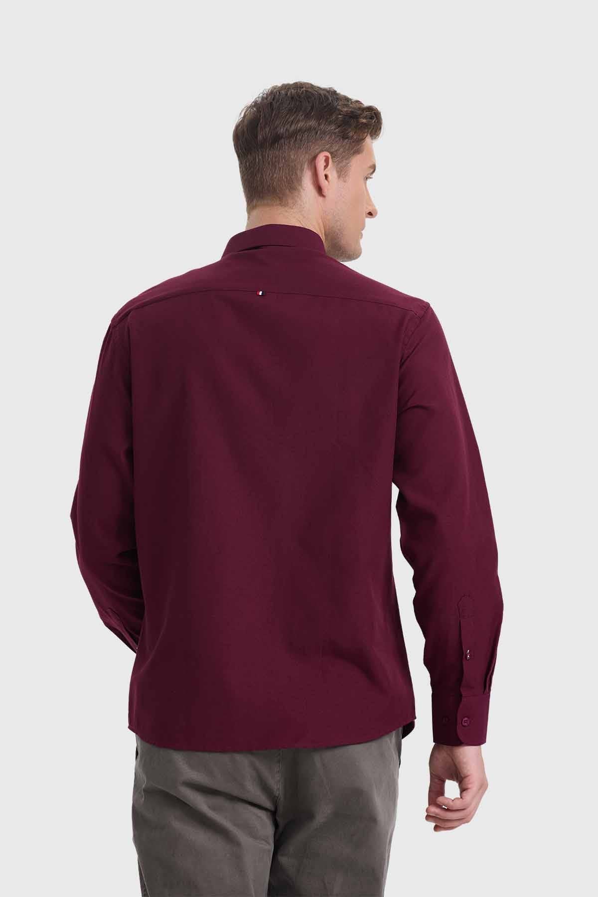 Camisa Hombre Oxford Burdeo