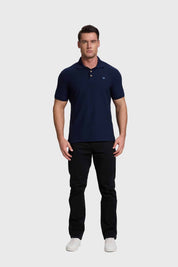 POLERA HOMBRE PIQUE BÁSICA LISA AZUL MARINO FSP