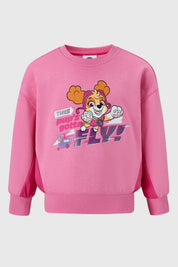 Poleron rosado para niña con estampado de Paw Patrol, diseño divertido y moderno.