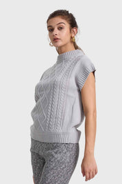 Sweater Mujer Trenzado Gris