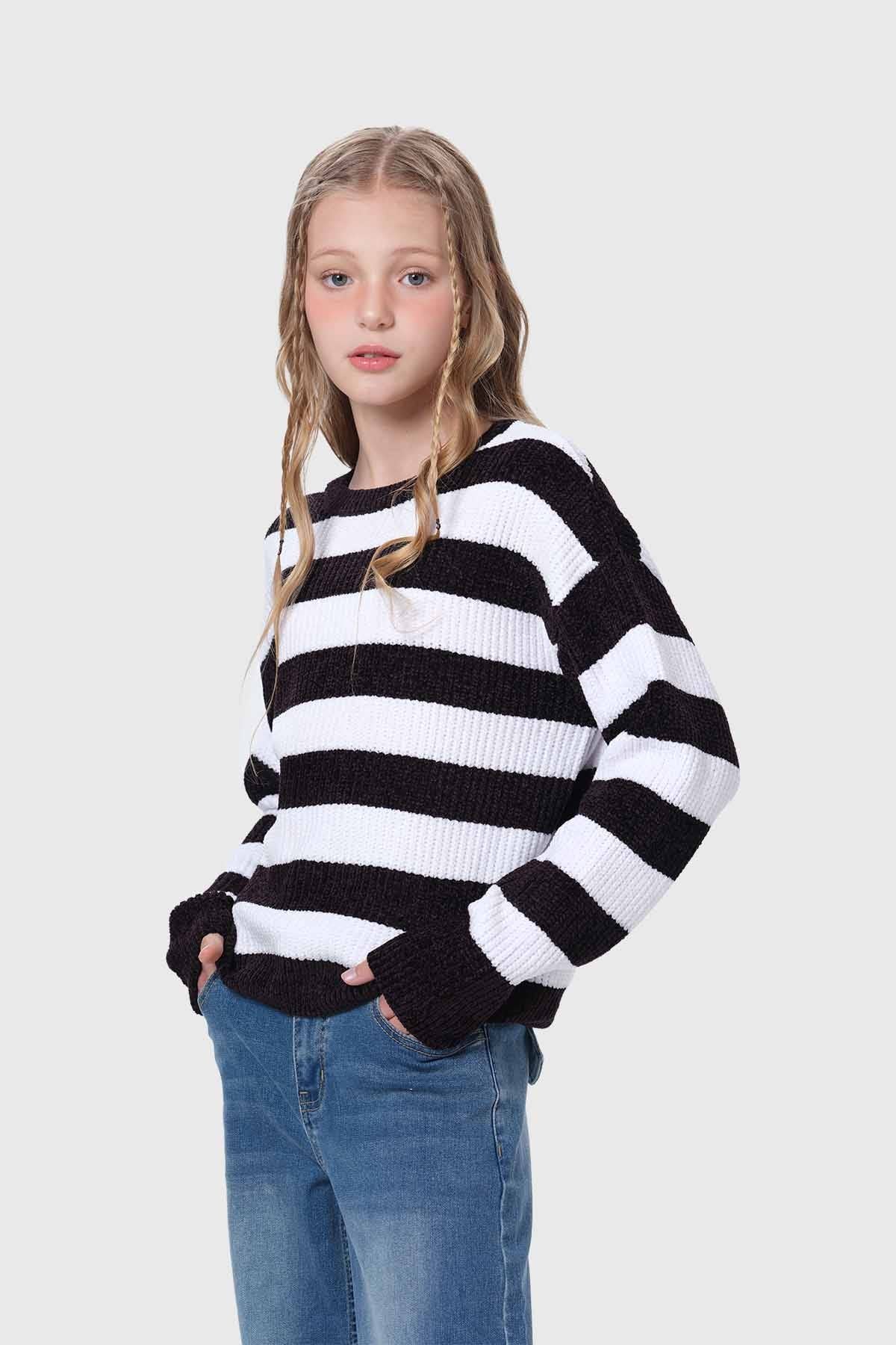 Sweater Niña Rayas Negro