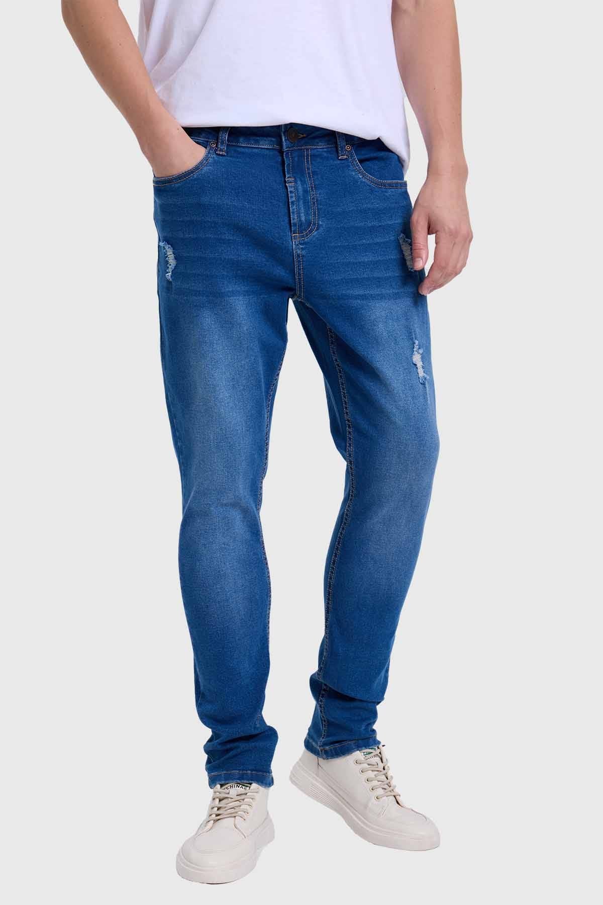 JEANS HOMBRE SKINNY ROTURA AZUL
