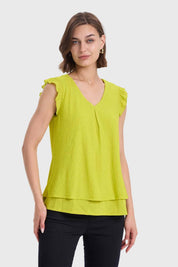 Polera Mujer Doble Capa Y Pinza Verde