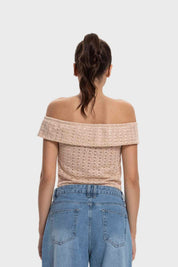 Polera Mujer Bardot Textura Beige