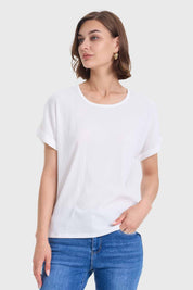 POLERA MUJER DOBLADILLO EN MANGA CRUDO