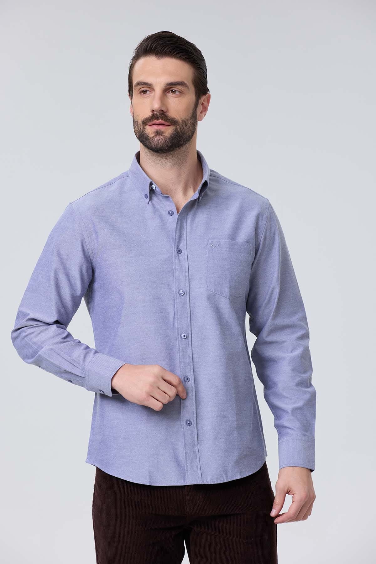 Camisa Hombre Oxford Azul