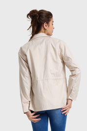 Chaqueta Mujer Aplicación Cintura Crema