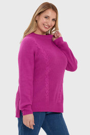 Sweater Mujer Calado Magenta