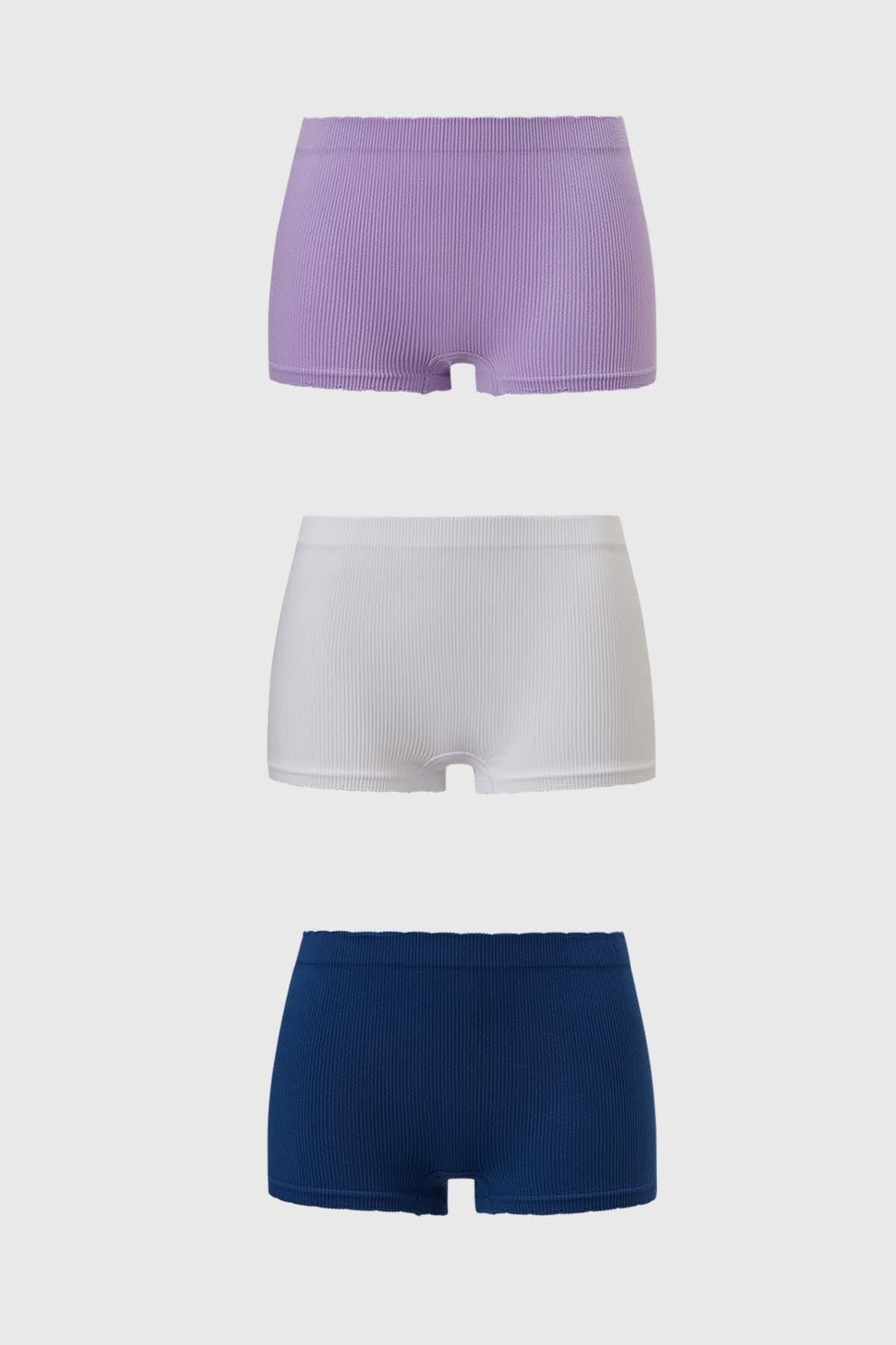 Calzón Mujer Short Tripack Rib Lila