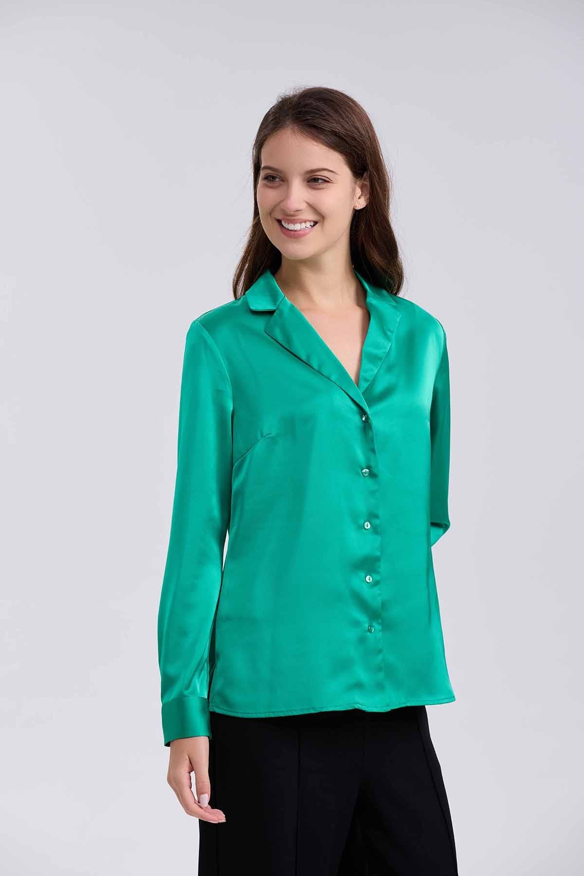 Blusa Mujer Satín Verde