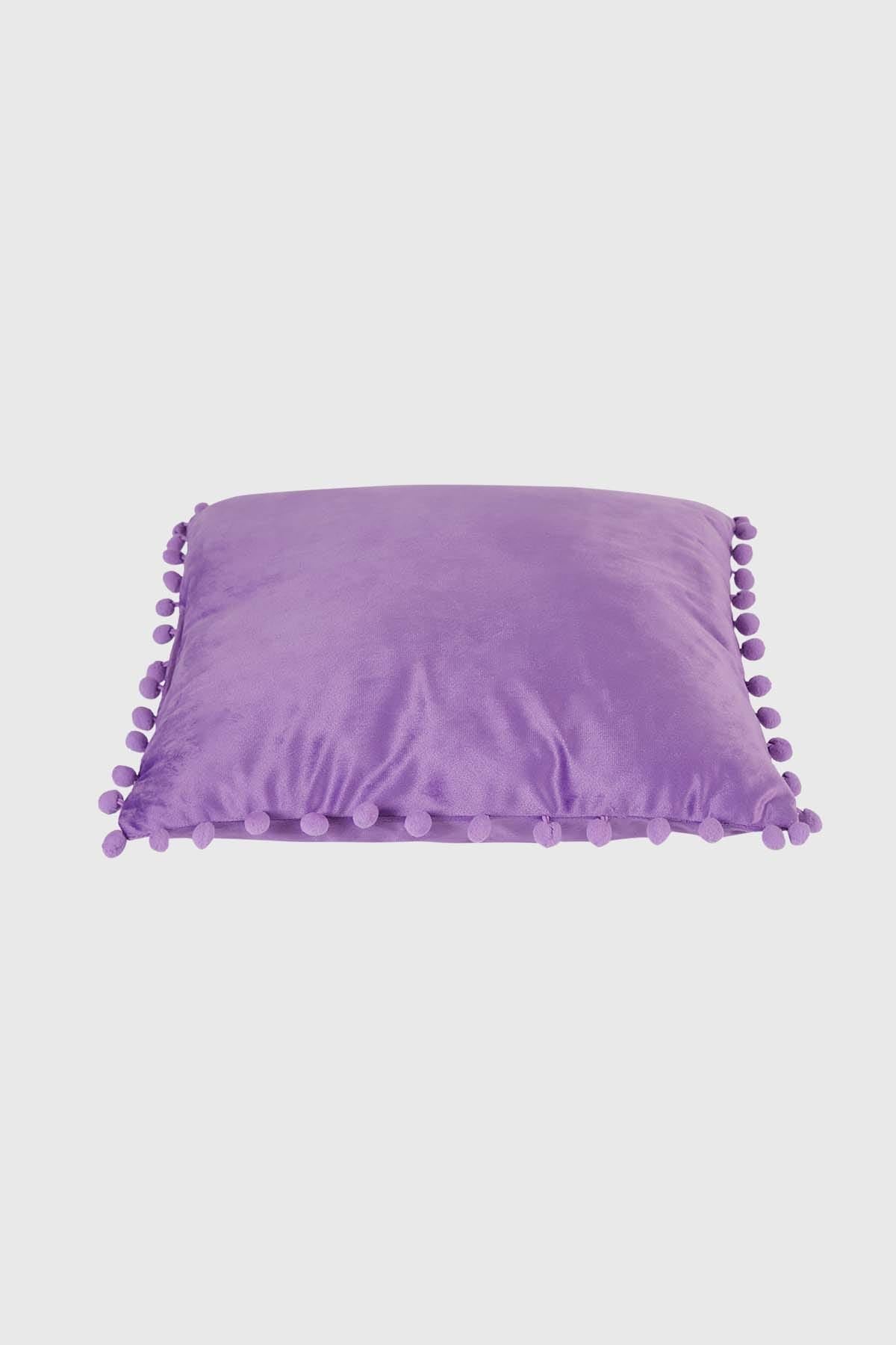 COJÍN HOME POM POM CUADRADO VIOLETA