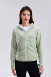 Polar Mujer Peludo Con Bolsillo Verde