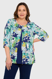Blusa Mujer Crep Abertura Azul