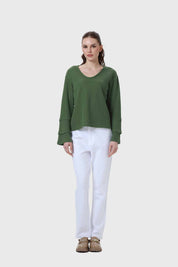 Sweater Mujer Manga Vuelo Verde