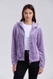 Polar Mujer Peludo Con Bolsillo Lila