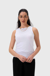 Polera Mujer Aplicación Ojetillo Blanco