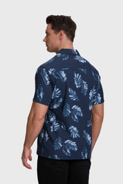 Camisa Hombre Print Hojas Azul