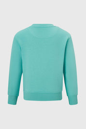 Poleron niña color calipso con estampado de Hello Kitty y detalles coloridos.