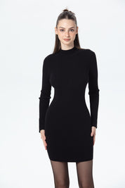 Vestido Mujer Tejido Negro