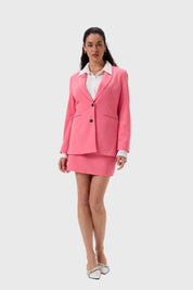 Blazer Mujer Largo Abotonado Rosado