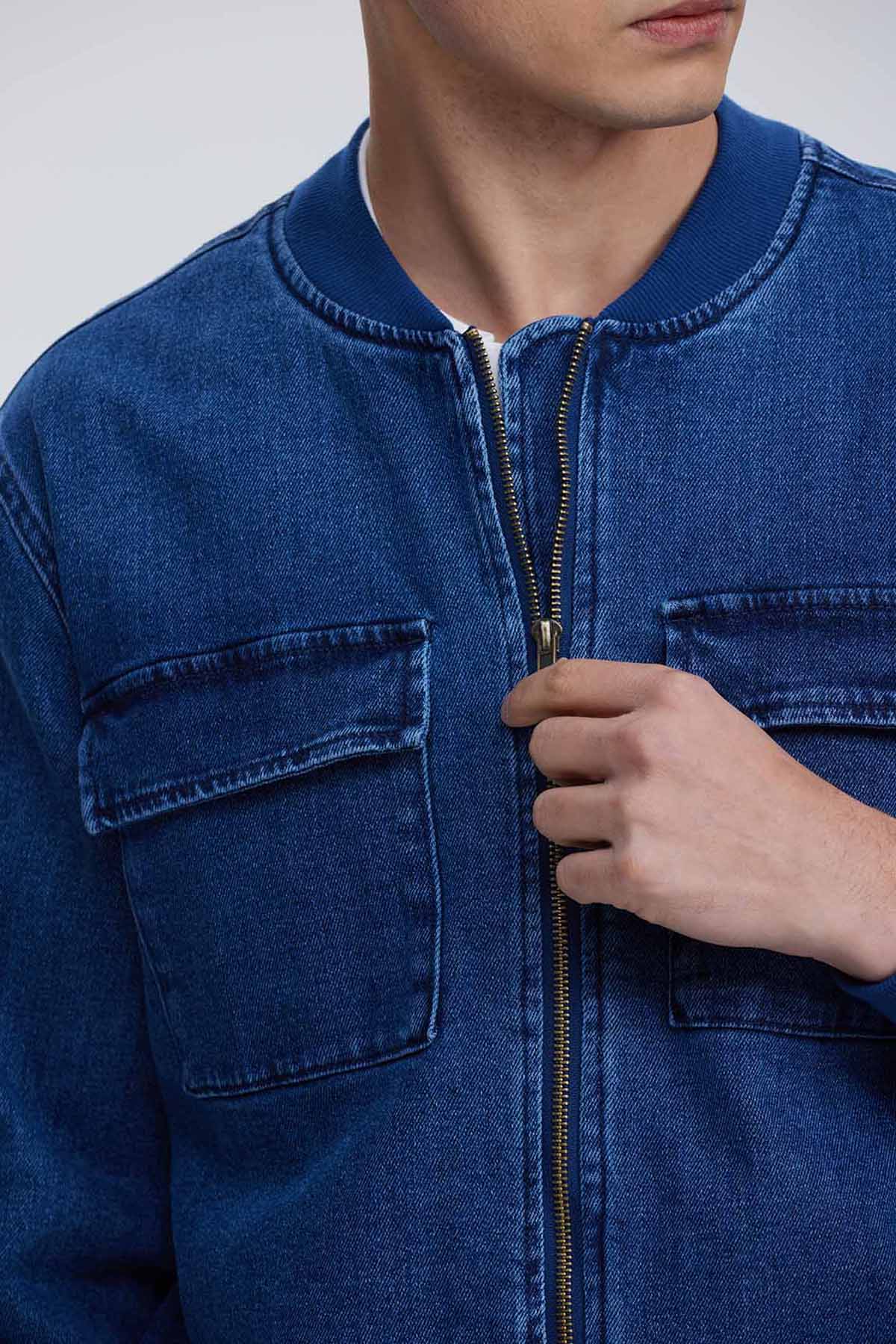Chaqueta Hombre Bomber Denim Azul