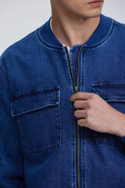 Chaqueta Hombre Bomber Denim Azul