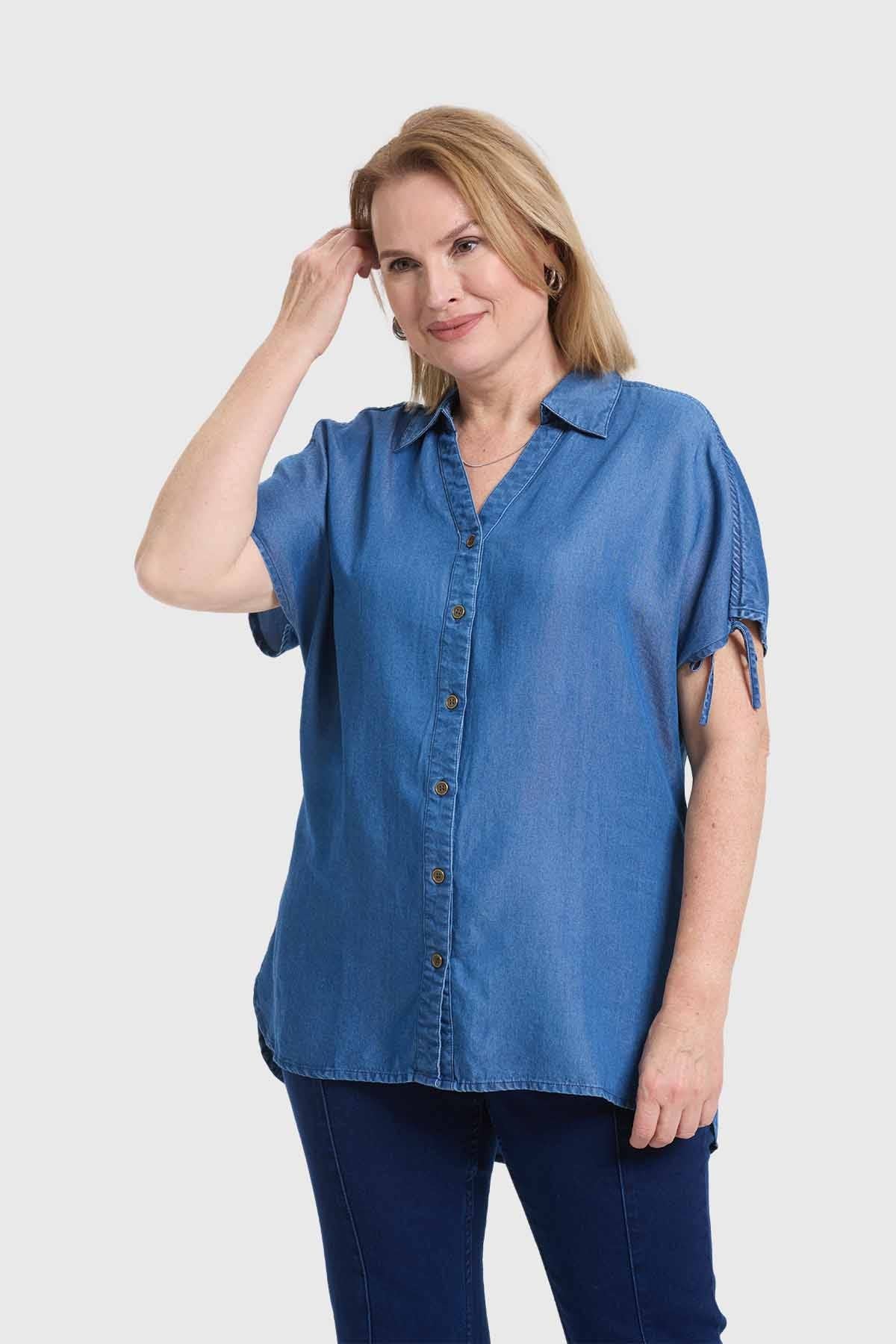 Blusa Mujer Con Ajustador Azul