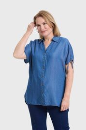 Blusa Mujer Con Ajustador Azul