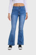 Jeans Mujer Flare Ajuste Cintura Azul