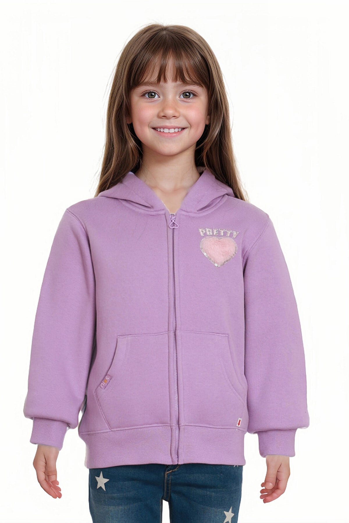 POLERÓN NIÑA FULL ZIPPER PELUDO LILA