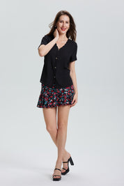 Blusa Aplicación Ondulada Negro