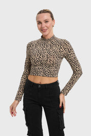 Polera Mujer Print Café