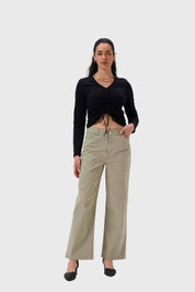 Polera Mujer Recogido Delantero Negro