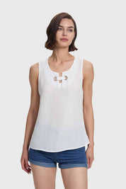 Blusa Mujer Aplicación Ojetillo Crudo