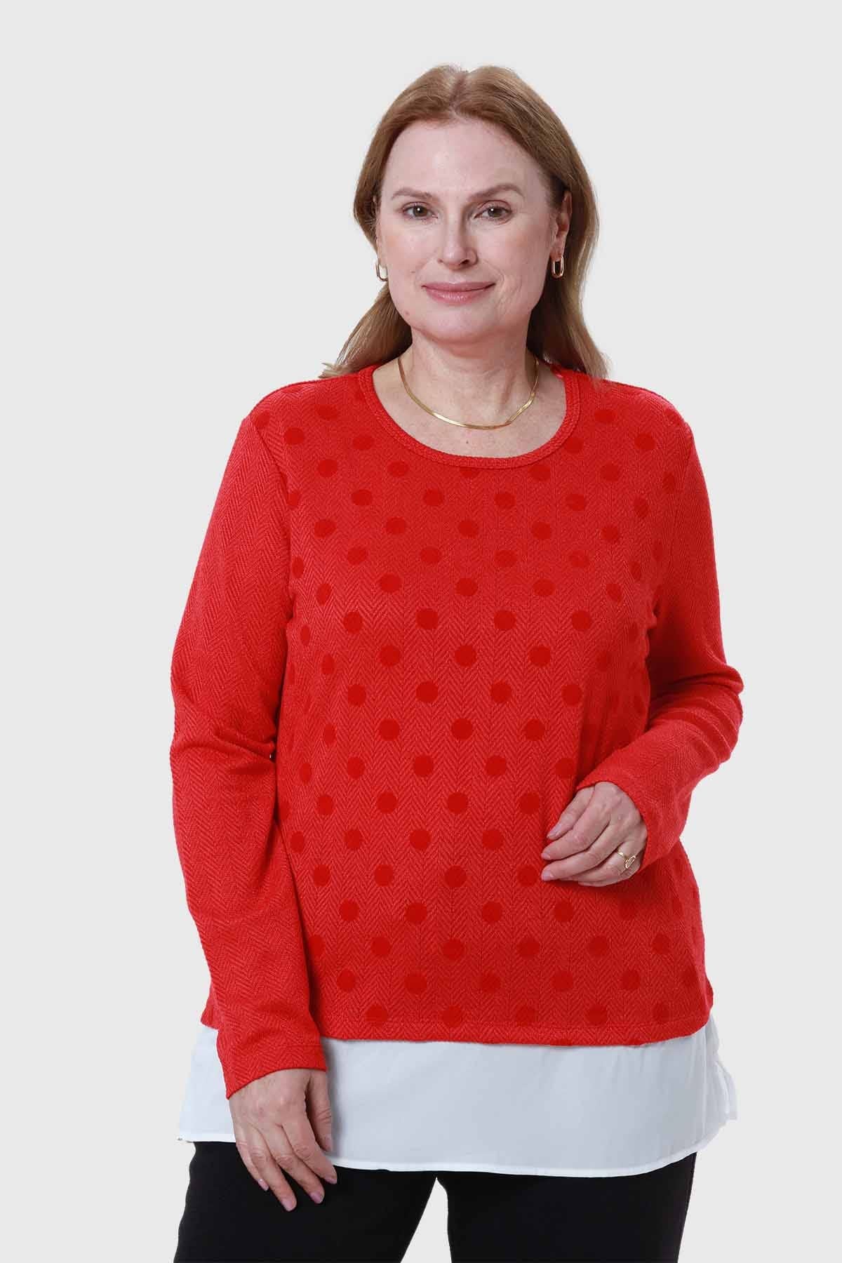 Polera Mujer Con Faldón Rojo