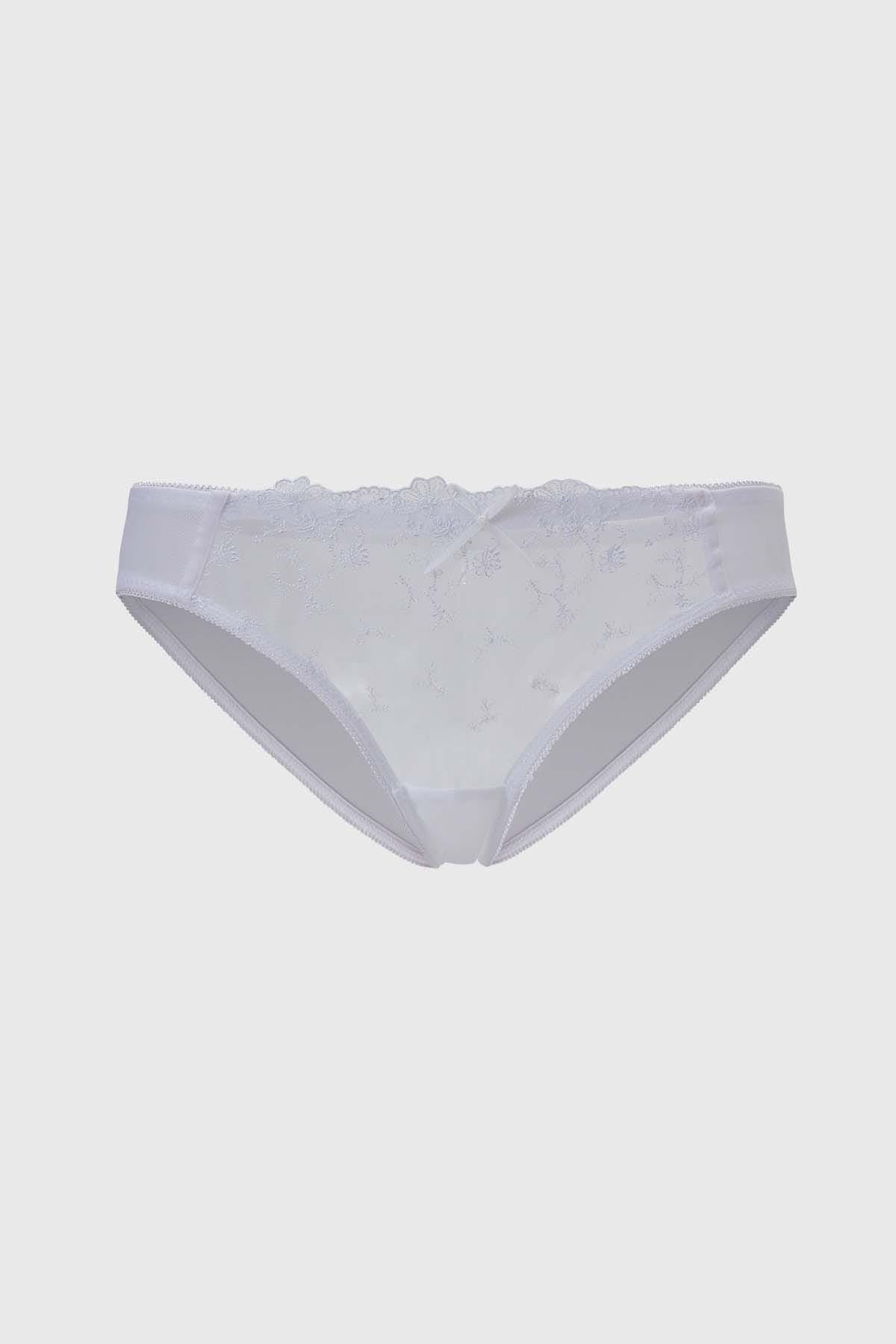 Calzón Mujer Encaje Delantero Mesh Blanco