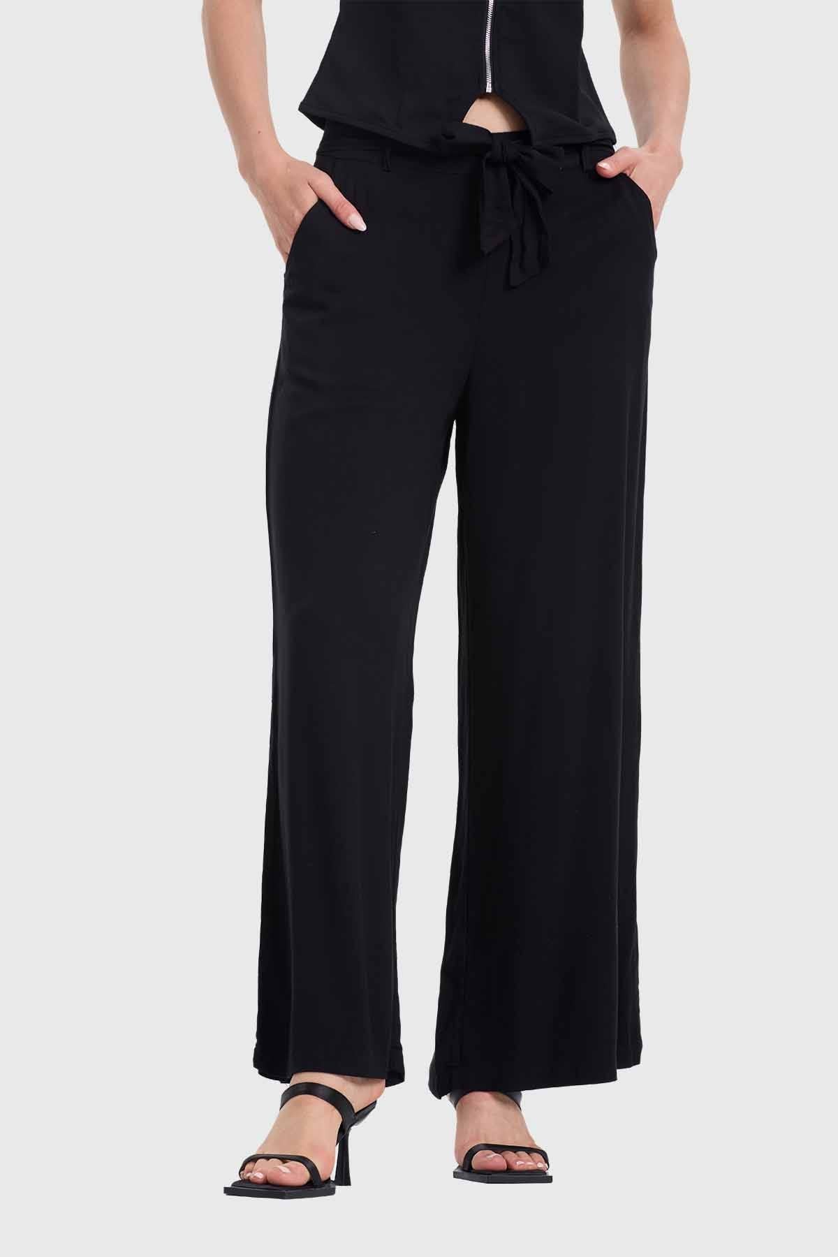 Pantalón Mujer Palazzo Pretina Negro