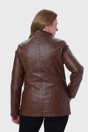 Chaqueta Efecto Cuero Mujer Café